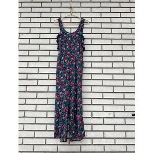Fresha London Pomegranate Print Jumpsuit Ruffle Sleeves Wide Leg Size M